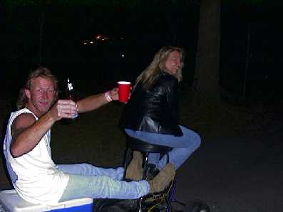 Riding the bar stool and its beer trailer